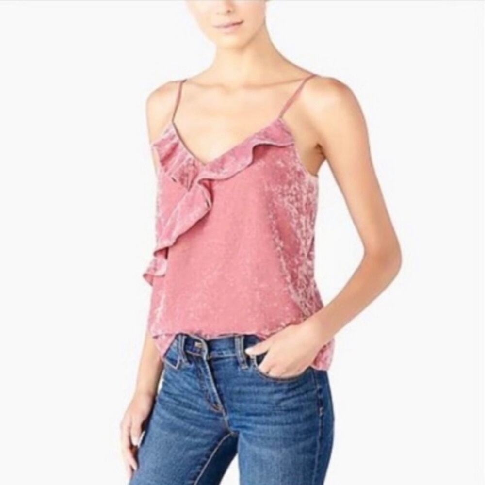 J.Crew Pink Purple Crushed Velvet Ruffle Tank Top Size Medium New - Picture 10 of 10